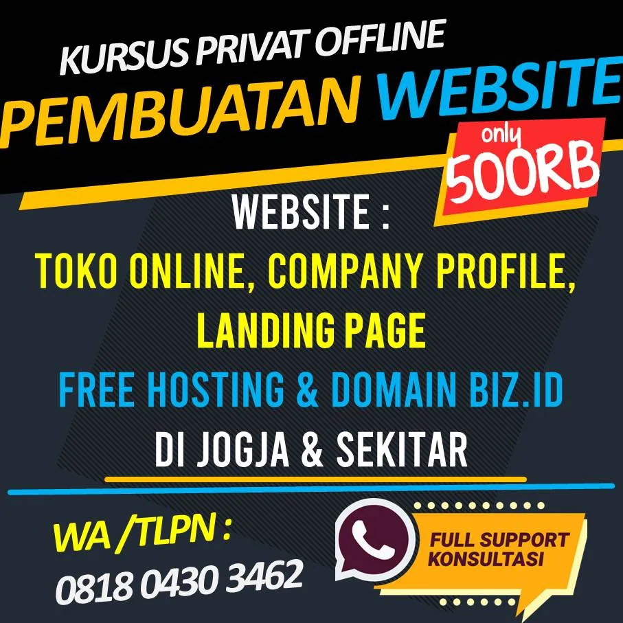 Kursus Website Jogja Belajar Membuat Website Landing Page Toko Online Company Profile di Yogyakarta