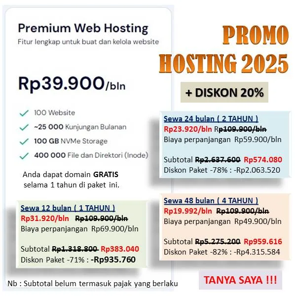 Promo Hosting 2025 Murah Gratis Domain Terbaru Indonesia